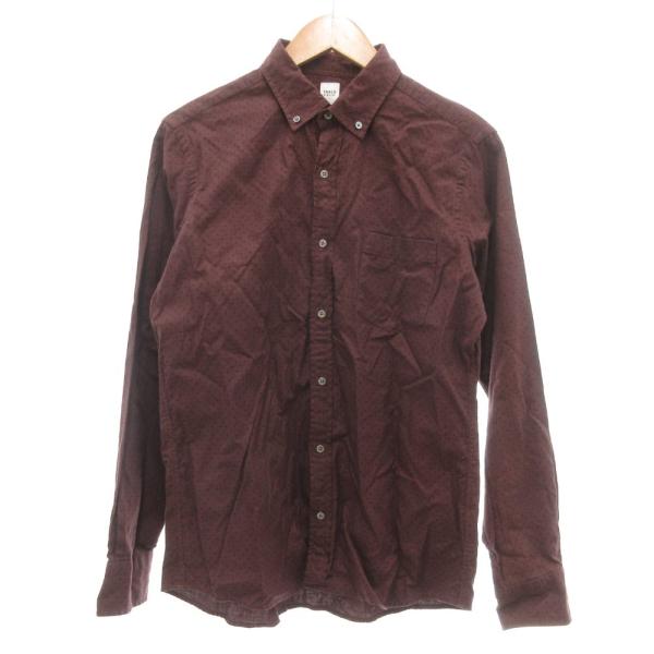 タケオキクチ TAKEO KIKUCHI シャツ 長袖 ボタンダウン ドット柄 赤 レッド ボルドー...