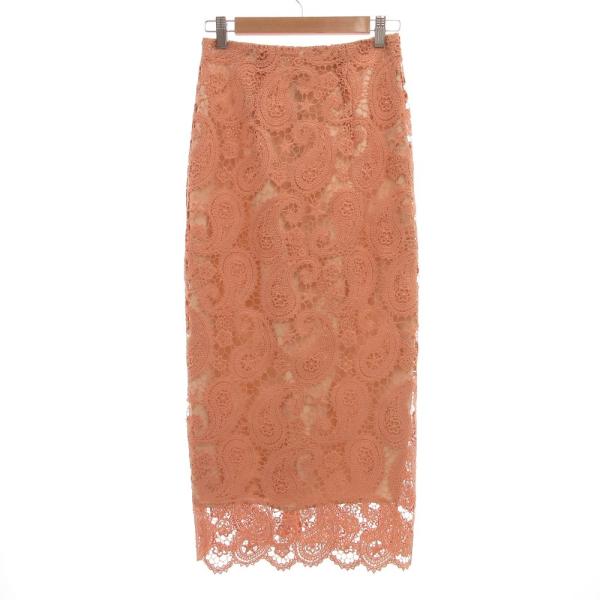 マーキュリーデュオ MERCURYDUO ロングスカート 総レース カットワーク M ピンク /JS...