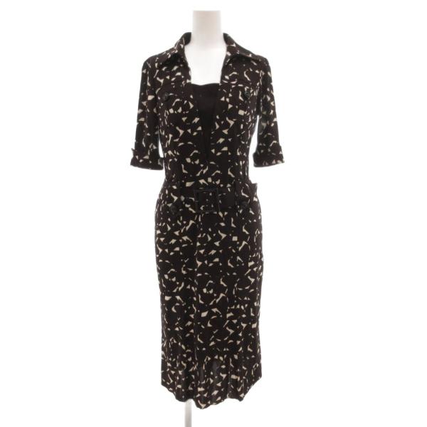 ヨーコドール YOKO D'OR ワンピース マキシ ロング 総柄 半袖 38 黒 ブラック /JS...