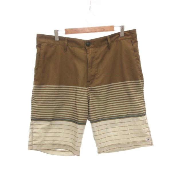 ビラボン BILLABONG ショートパンツ ハーフ 36 カーキ ベージュ ボーダー柄 オーバーサ...