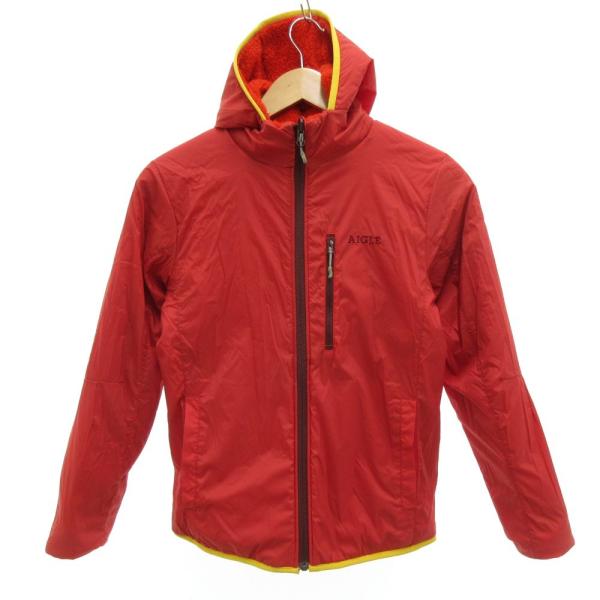 エーグル AIGLE リバーシブル フリースパーカー ジャケット XS 赤 レッド 長袖 フード付き...