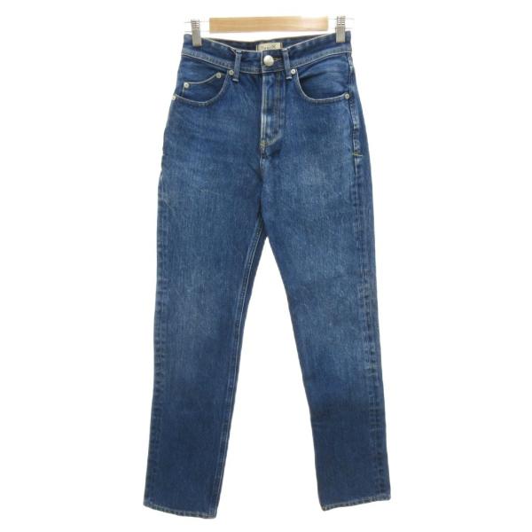 ヤヌーク YANUK デニムパンツ ジーンズ 23 インディゴブルー 無地 ハイウエスト スリムテー...