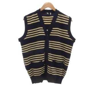 ケンコレクション KEN COLLECTION 美品 ベスト M 青 ブルー ベージュ ストライプ柄 Vネック 袖なし /HW ■ECF001 メンズ