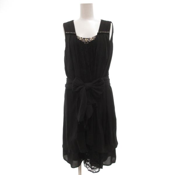 アクシーズファム axes femme ワンピース M ノースリーブ ひざ丈 黒 ブラック /JS ...