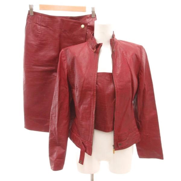 ラストシーン LAST SCENE セットアップ ジャケット タイトスカート キャミソール M 赤 ...