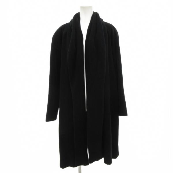 MADUSON ロングコート アンゴラ 9 黒 ブラック 無地 ドレープネック 長袖 /JS ■EC...