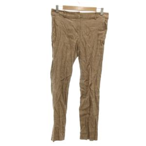 トラサルディ TRUSSARDI パンツ スラックス シャンブレー リネン混 40 茶 ブラウン /JS ■ECF003 レディース