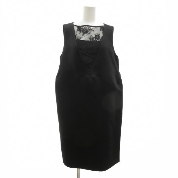 アナトリエ ANATELIER ノースリーブワンピース サテン生地 ひざ丈 38 黒 ブラック /J...