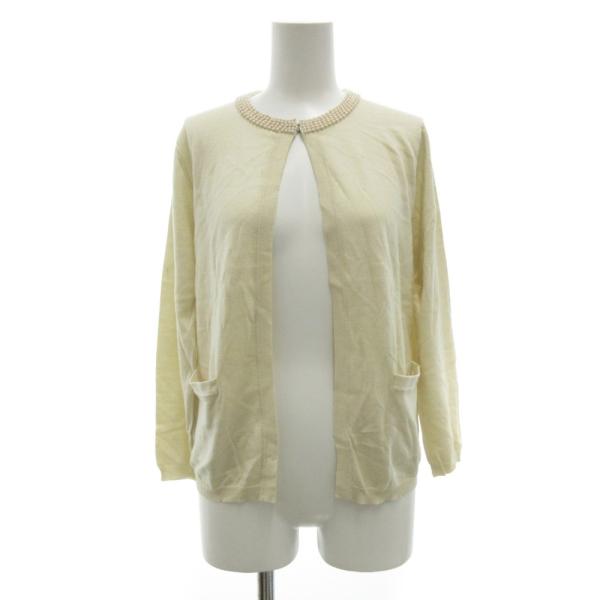 ジェイフューリー J.FERRY カーディガン バンドカラー フェイクパール ビジュー シルク混 カ...