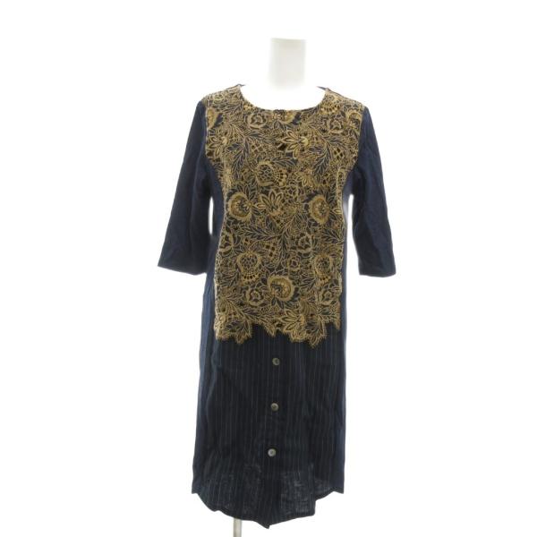 ギャバジンケーティー Gabardine K.T ワンピース 七分袖 ひざ丈 9 紺 ネイビー /J...