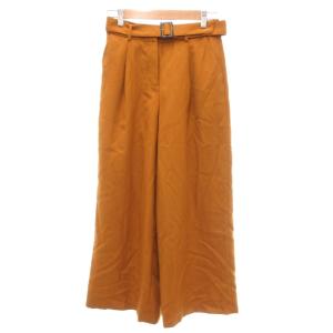 ナチュラルビューティーベーシック NATURAL BEAUTY BASIC パンツ スラックス S オレンジ ベルト付き ワイドシルエット タック入り /NL