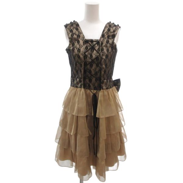 PREFERENCE PARTY'S パーティードレス ワンピース 38 ゴールドカラー 黒 ブラッ...