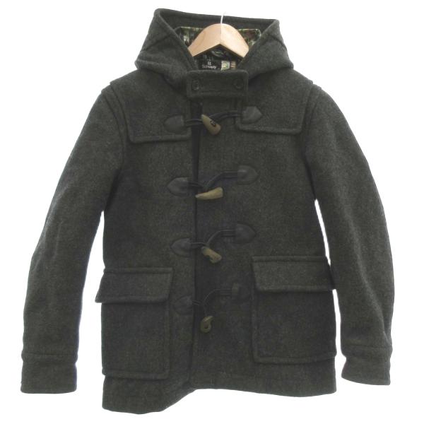 サブサエティ SUBCIETY ダッフルコート メルトン ウール S グレー 長袖 フード付き トグ...