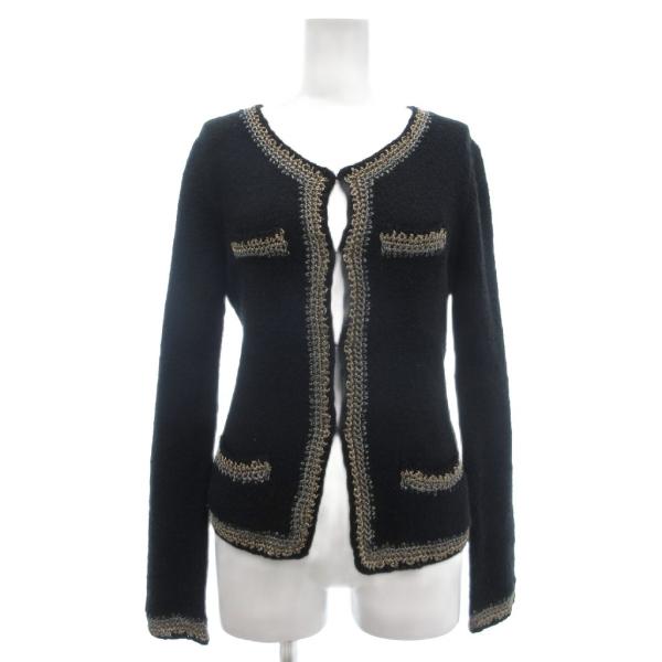 バーニーズニューヨーク BARNEYS NEW YORK ノーカラーカーディガン メタリック刺繍 3...