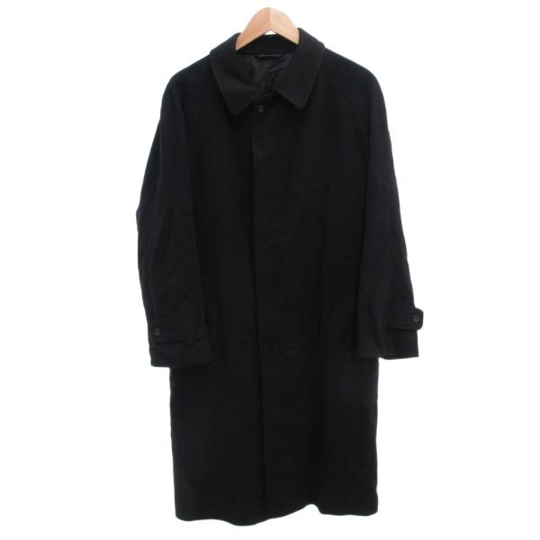MISTER ロロピアーナ地 ステンカラーコート バルマカーン カシミヤ メルトン 92A5 黒 ブ...