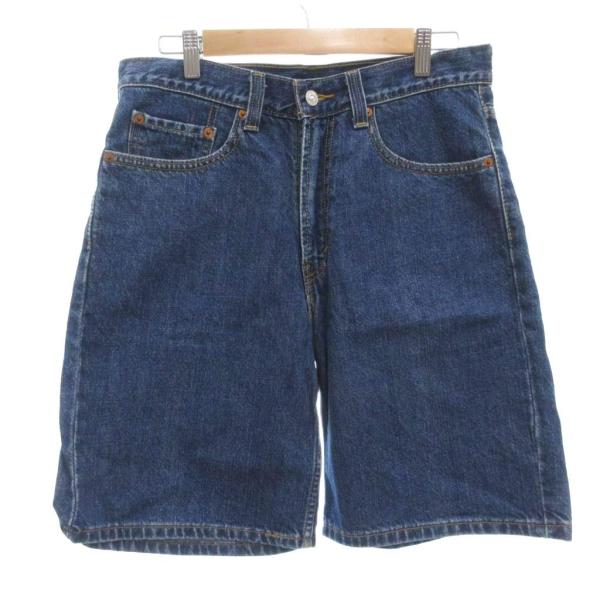リーバイス Levi's デニムパンツ 32 インディゴブルー ロゴパッチ 無地 ショート丈 /KR...