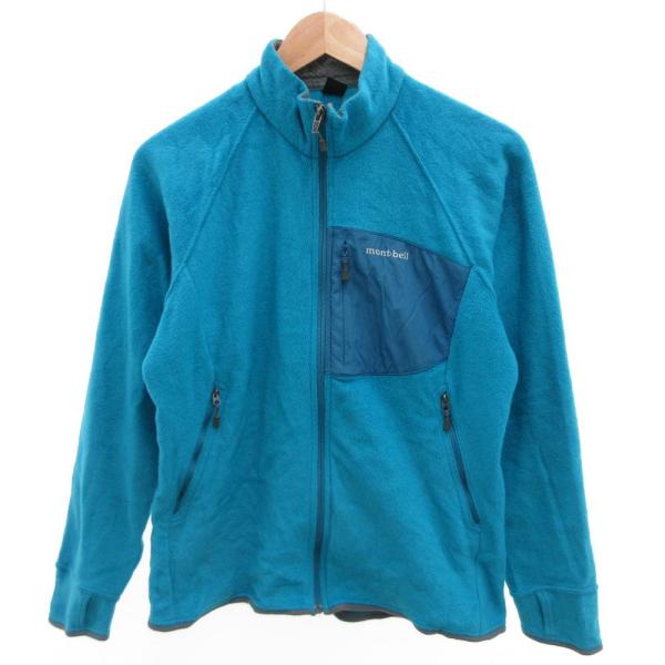 モンベル Montbell フリースジャケット ブルゾン ロゴ刺繍 XL 青 ブルー /JS ■EC...