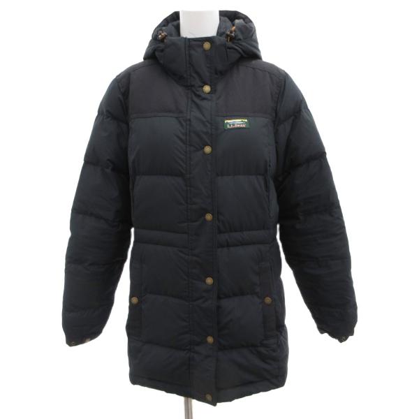 エルエルビーン L.L.BEAN ダウンコート XS 黒 ブラック 長袖 フード付き 無地 /JS ...