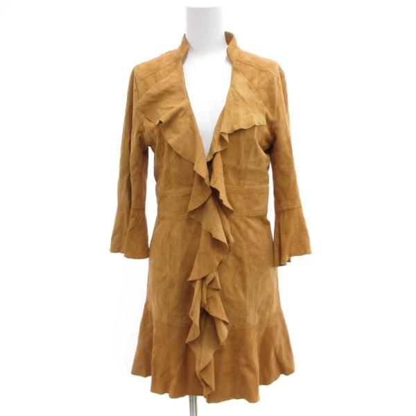 グレースコンチネンタル GRACE CONTINENTAL フリルコート ミドル丈 ヌバックレザー ...