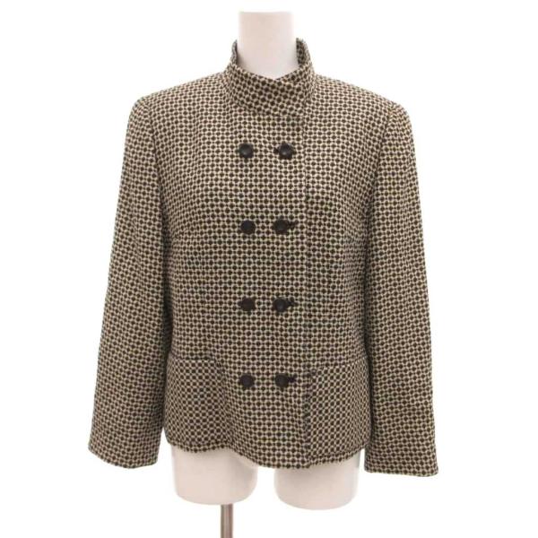 レリアン Leilian スタンドカラーコート ジャケット ミドル丈 ダブルボタン ツイード シルク...