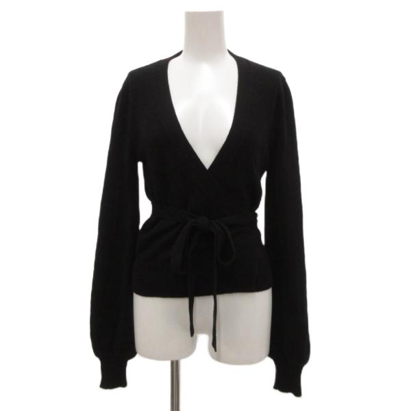 グッチ GUCCI カーディガン ニット GGロゴ刺繍 ベルト付 XS 黒 ブラック /JS ■EC...