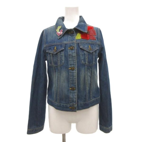 コーチ COACH デニムジャケット ジージャン Gジャン 花がらワッペン XS インディゴブルー ...