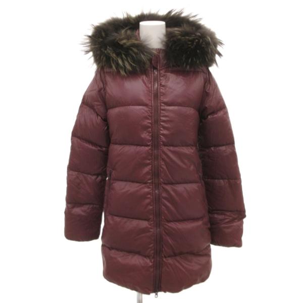 デュベティカ DUVETICA KAPPA ダウンコート ロング ラクーンファー 38 赤 ワインレ...