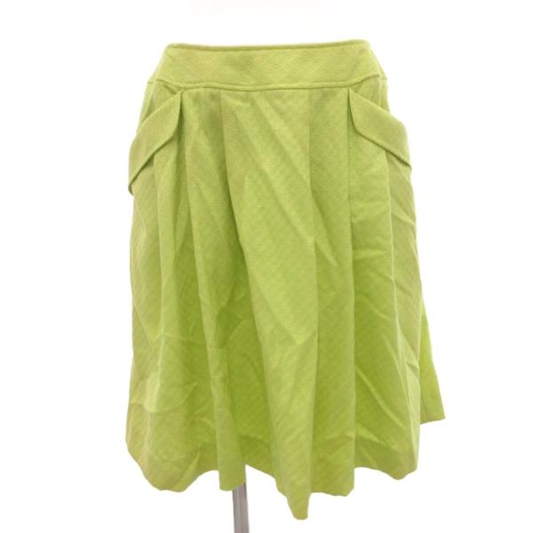 アー・ヴェ・ヴェ ミッシェルクラン a.v.v フレアスカート タック ひざ上丈 40 黄緑 グリー...