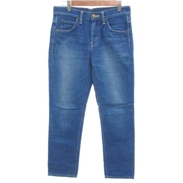 リー LEE 美品 デニムパンツ ジーンズ XS 青 ブルー ウォッシュ加工 フルレングス LL04...