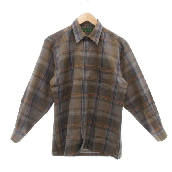 ライル&amp;スコット LYLE&amp;SCOTT CLUB L/S 美品 シャツ ウール M 茶 ブラウン チ...