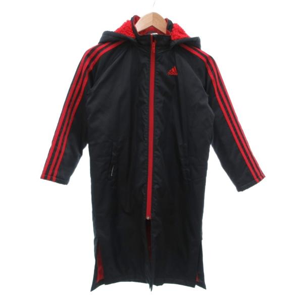 アディダス adidas ベンチコート 130 黒 ブラック フード付き ライン /NL ■ECF0...