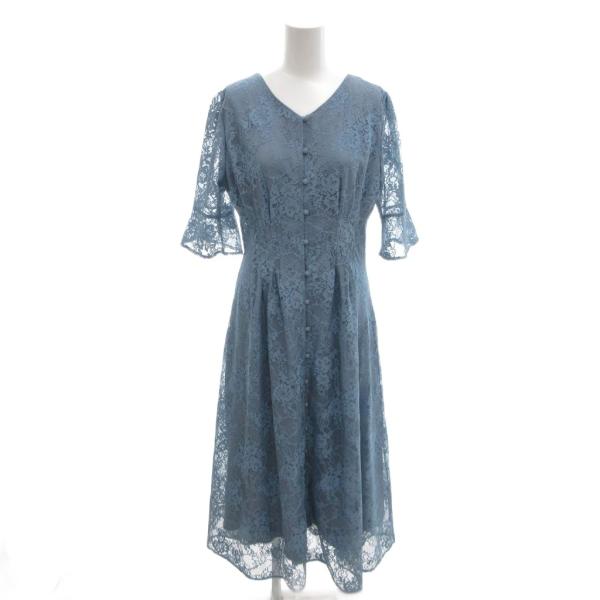 ドレスプラス DRESS+ 美品 ワンピース ドレス M 青 ブルー レース  五分袖 /MX ■E...