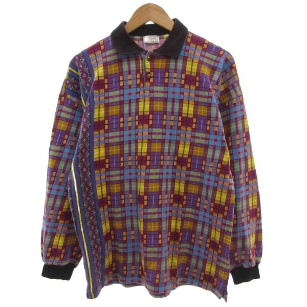 ヴェルサーチ ヴェルサーチェ VERSACE SPORT イタリア製 ポロシャツ 長袖 52 チェッ...