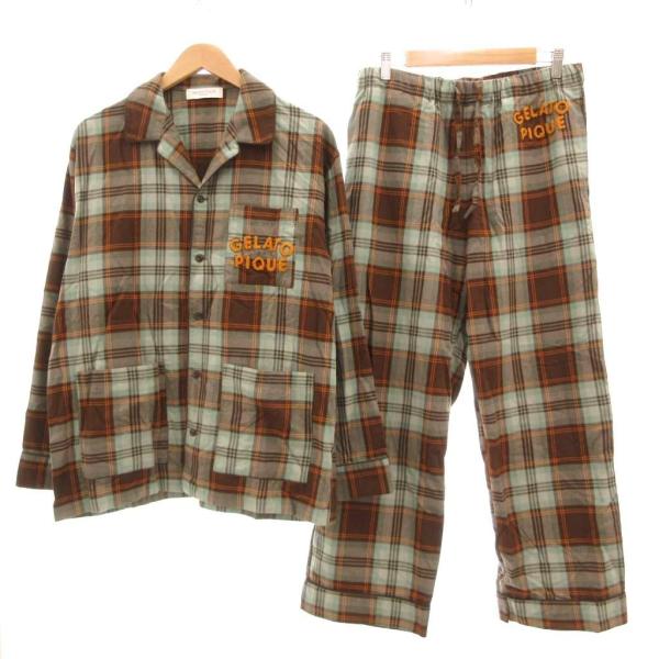 ジェラートピケオム GELATO PIQUE HOMME パジャマ ルームウェア L ブラウン グリ...