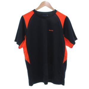 リーボック Reebok Tシャツ L 紺 ネイビー オレンジ 半袖 ラウンドネック 切り替えデザイン /ML ■ECF004 メンズ