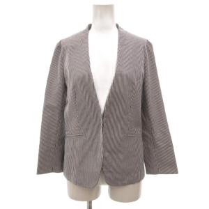 未使用品 エニィスィス エニシス anySiS ジャケット ノーカラー 2 ストライプ柄 ポケット付き 長袖 青 ブルー /KB ■ECF004 レディース
