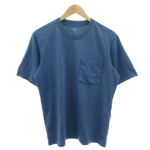 ユニクロ UNIQLO エアリズム Tシャツ カットソー 半袖 M 水色 ライトブルー クルーネック 胸ポケット /NU ■ECF004 メンズ