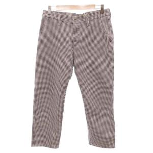 エドウィン EDWIN 503 パンツ スラックス 麻 リネン 30 紺 ネイビー 千鳥格子柄 クロップド丈 /NL ■ECF005 メンズ