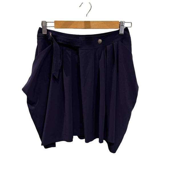 カリテ qualite スカート インナー パンツ トリアセテート混 ドレープ タック 2 紺 ネイ...