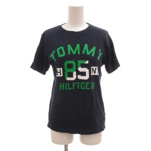 トミーヒルフィガー TOMMY HILFIGER Tシャツ M 紺 ネイビー ロゴプリント ラウンドネック 半袖 /NL ■ECG005 レディース