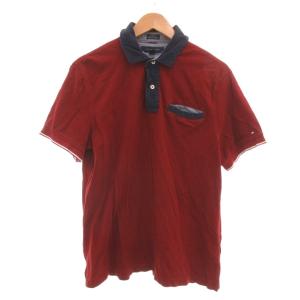 トミーヒルフィガー TOMMY HILFIGER ポロシャツ L 赤 レッド 半袖 配色切り替え /NL ■ECG005 メンズ