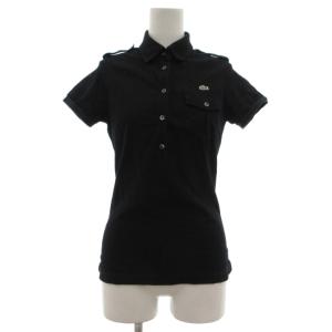 ラコステ LACOSTE ポロシャツ 38 黒 ブラック 襟付き 半袖 胸ポケット /SC ■ECG005 レディース