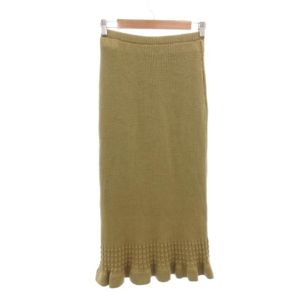未使用品 MIKI MIKI タグ付き ニットスカート M モスグリーン マキシ ロング タイトシル...
