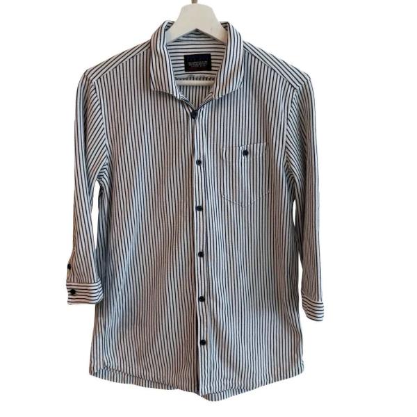 ニコルクラブフォーメン NICOLE CLUB FOR MEN ポロシャツ ストライプ カッタウェイ...