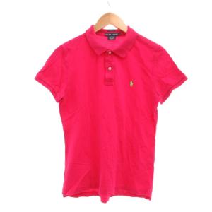 ラルフローレン RALPH LAUREN ポロシャツ L ピンク 半袖 ロゴ刺繍 鹿の子 /NU ■ECE006 レディース
