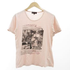 エムケーミッシェルクランオム MK MICHEL KLEIN HOMME Tシャツ カットソー 46 ピンク プリント クルーネック 半袖 /SD ■ECF006 メンズ