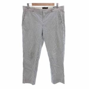 バナナリパブリック BANANA REPUBLIC クロップドパンツ シアサッカー ストライプ 44 白 ホワイト グレー /FF ■ECF006