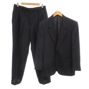 イヴサンローラン YVES SAINT LAURENT セットアップ ジャケット パンツ 紺 ネイビー 長袖 背抜き シングルブレスト ウール /SC