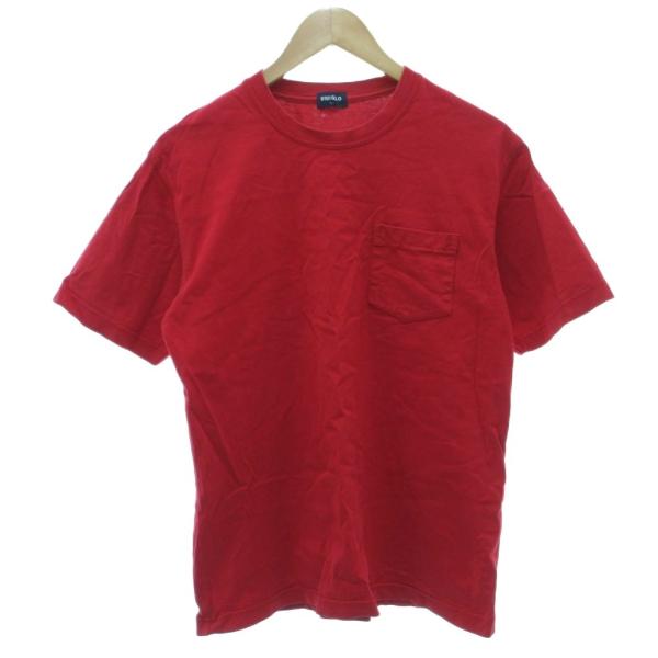 ユニクロ UNIQLO 美品 紺タグ Tシャツ 半袖 L クルーネック ポケット付き 赤 レッド /...