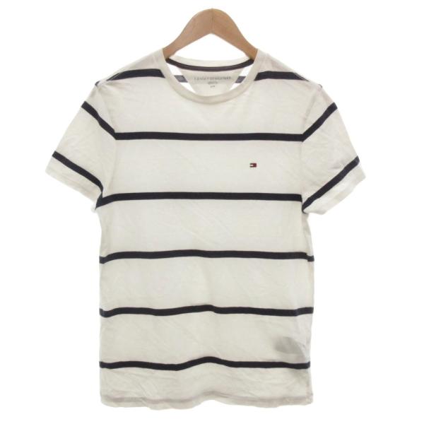 トミーヒルフィガー TOMMY HILFIGER クルーネックTシャツ 半袖 S 白 ホワイト 紺 ...